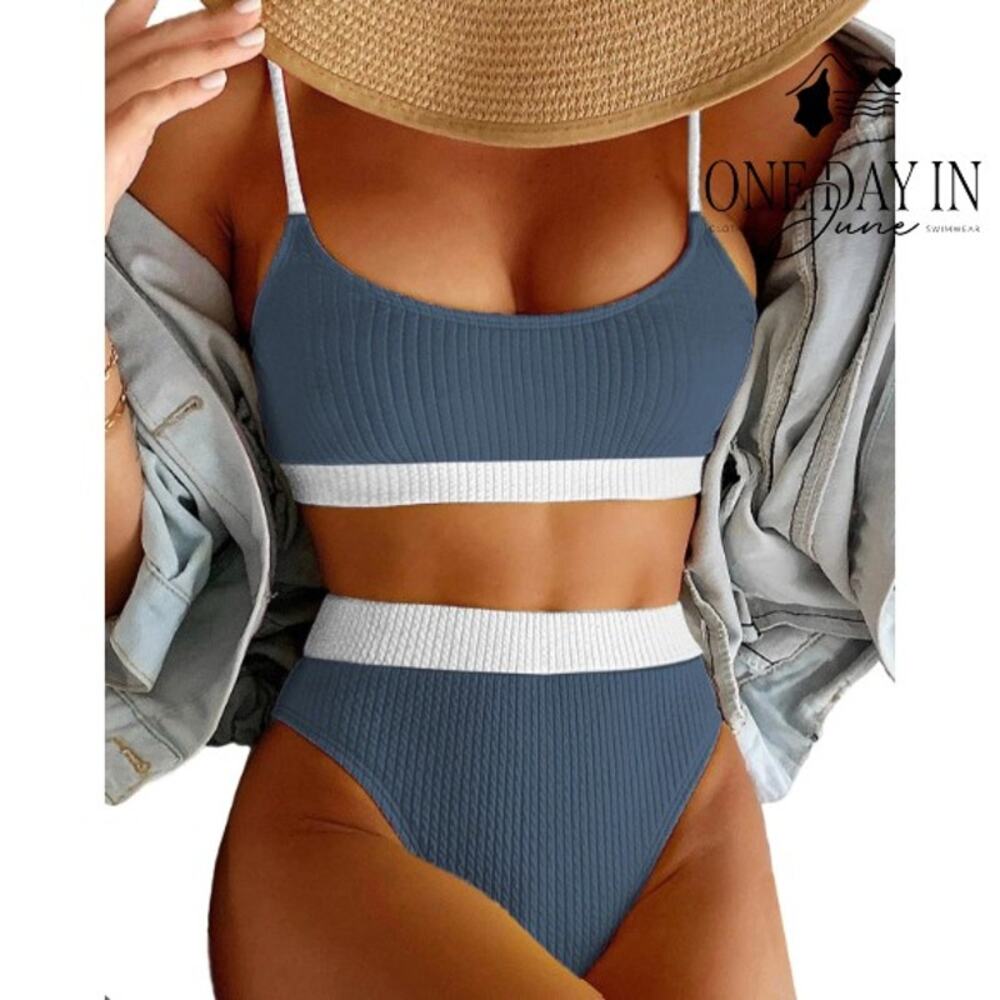 Aleumdr Textured Crop Bikini Swimsuit Size M